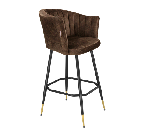 Барный стул SHT-ST42-1 / SHT-S148 (кофейный трюфель/черный муар/золото) в Южно-Сахалинске - изображение