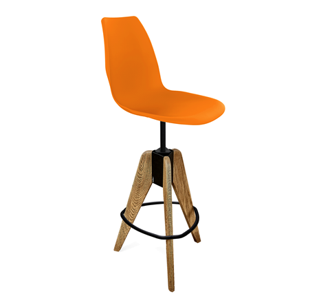 Барный стул SHT-ST29/S92 (оранжевый ral2003/брашированный коричневый/черный муар) в Южно-Сахалинске - изображение