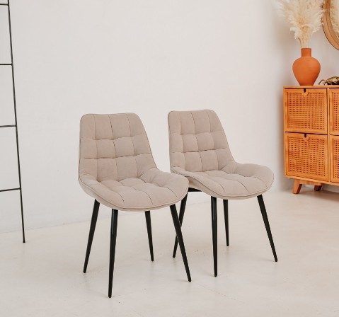 Комплект из 2-х кухонных стульев Комфорт бежевый черные ножки в Южно-Сахалинске - изображение 1