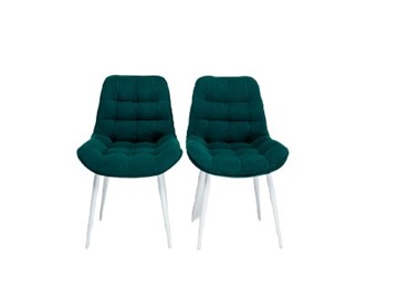 Комплект из 2-х кухонных стульев Комфорт изумрудный белые ножки в Южно-Сахалинске - предосмотр