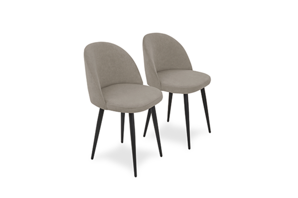 Комплект из 2-х  мягких стульев для кухни Лайт бежевый черные ножки в Южно-Сахалинске - изображение