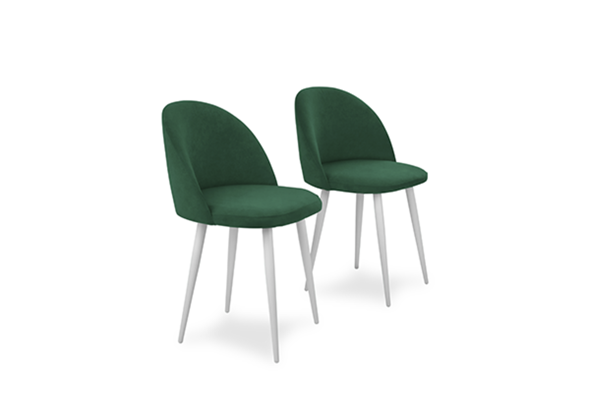 Комплект из 2-х  мягких стульев для кухни Лайт изумрудный белые ножки в Южно-Сахалинске - изображение