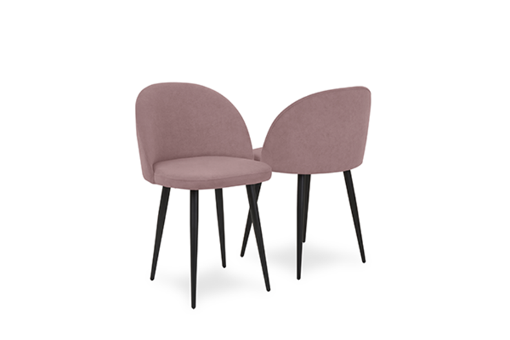 Комплект из 2-х  мягких стульев для кухни Лайт розовый черные ножки в Южно-Сахалинске - изображение 1