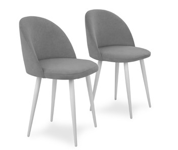 Комплект из 2-х кухонных стульев Лайт серый белые ножки в Южно-Сахалинске - предосмотр