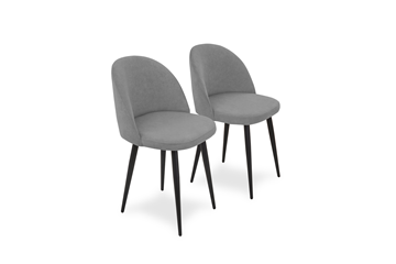 Комплект из 2-х  мягких стульев для кухни Лайт серый черные ножки в Южно-Сахалинске - предосмотр
