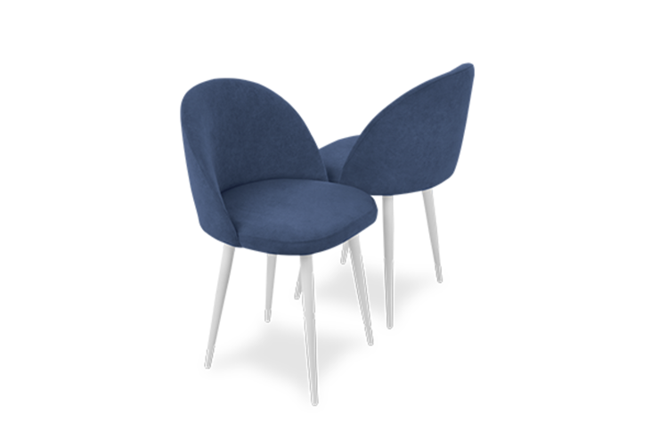 Комплект из 2-х кухонных стульев Лайт синий белые ножки в Южно-Сахалинске - изображение 1