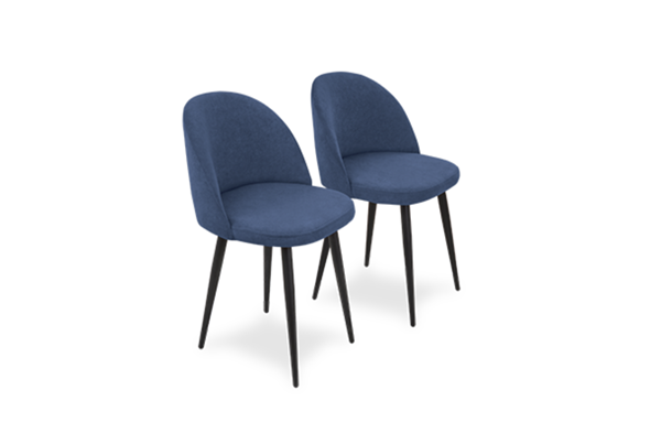 Комплект из 2-х кухонных стульев Лайт синий черные ножки в Южно-Сахалинске - изображение