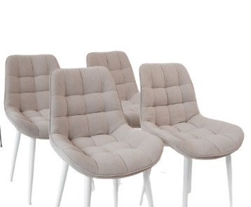 Комплект из 4-х кухонных стульев Комфорт бежевый белые ножки в Южно-Сахалинске - предосмотр
