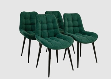 Комплект из 4-х обеденных стульев Комфорт изумрудный черные ножки в Южно-Сахалинске - предосмотр