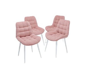Комплект из 4-х кухонных стульев Комфорт розовый белые ножки в Южно-Сахалинске - предосмотр