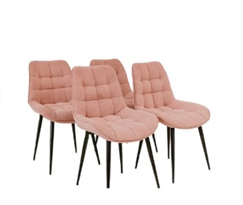 Комплект из 4-х  мягких стульев для кухни Комфорт розовый черные ножки в Южно-Сахалинске - предосмотр