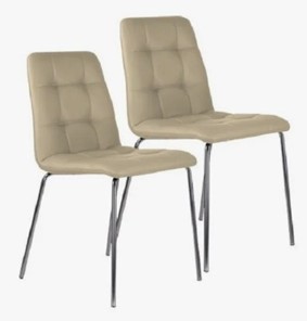 Комплект стульев 2 шт. BRABIX "Twins CF-011", хром каркас, экокожа, бежевый, 532766 в Южно-Сахалинске