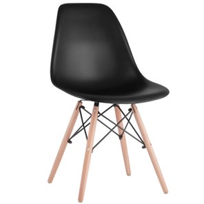 Комплект стульев 4 шт. BRABIX "Eames CF-010", пластик черный, опоры дерево/металл, 532631, 2033A в Южно-Сахалинске