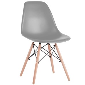Комплект стульев 4 шт. BRABIX "Eames CF-010", пластик серый, опоры дерево/металл, 532632, 2033A в Южно-Сахалинске