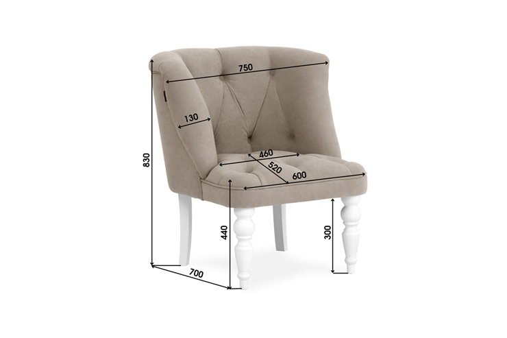 Мягкое кресло Бриджит бежевый ножки белые в Южно-Сахалинске - изображение 3