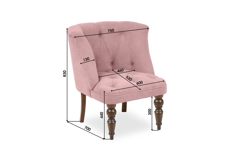 Кресло на ножках Бриджит розовый ножки коричневые в Южно-Сахалинске - изображение 8