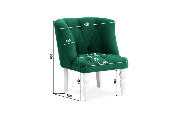 Кресло Бриджит зеленый ножки белые в Южно-Сахалинске - изображение 3