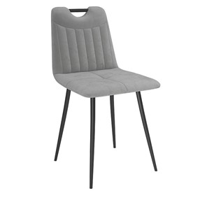 Кухонный стул Брандо, велюр тенерифе грей/Цвет металл черный в Южно-Сахалинске - предосмотр