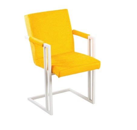 Кухонный стул Бруно, Белый/Аврора 09(желтый) в Южно-Сахалинске - изображение