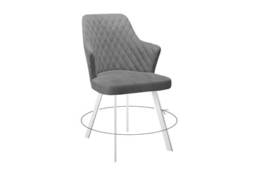 Обеденный стул DikLine 245 поворотный, C56 серый, ножки белые в Южно-Сахалинске - предосмотр