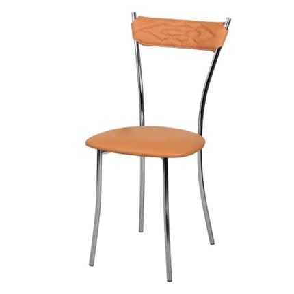 Кухонный стул Хлоя Софт СРП-087С Люкс хром  Экотекс оранжевый в Южно-Сахалинске - изображение