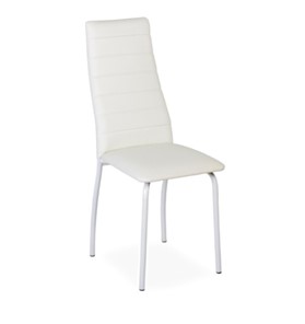 Обеденный стул Волна, прошивка горизонтально, каркас металл белый, экотекс белый в Южно-Сахалинске