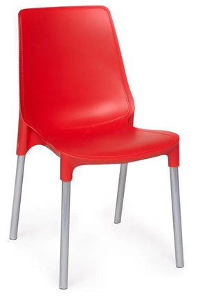 Обеденный стул GENIUS (mod 75) 46x56x84 красный/ножки хром арт.12830 в Южно-Сахалинске - изображение