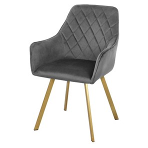 Мягкий кухонный стул-кресло Мадрид СРП-056 эмаль голд веллюто серый в Южно-Сахалинске - предосмотр