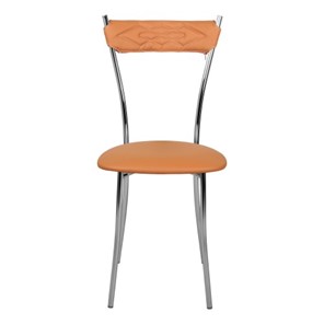 Кухонный стул Хлоя Софт СРП-087С Люкс хром  Экотекс оранжевый в Южно-Сахалинске - предосмотр 2