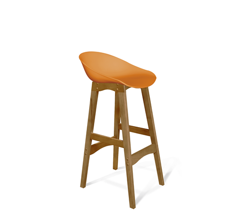 Барный стул SHT-ST19/S65 (оранжевый/светлый орех) в Южно-Сахалинске - изображение