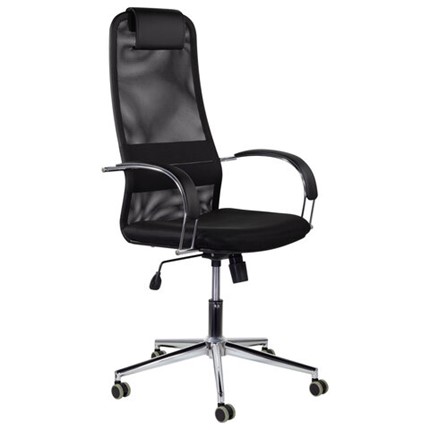 Офисное кресло Brabix Premium Pilot EX-610 CH (хром, ткань-сетка, черное) 532417 в Южно-Сахалинске - изображение