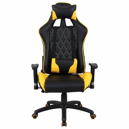 Кресло компьютерное Brabix GT Master GM-110 (две подушки, экокожа, черное/желтое) 531927 в Южно-Сахалинске - изображение