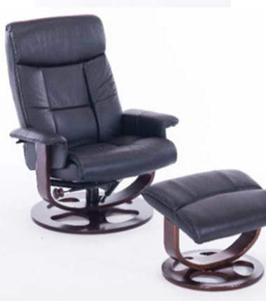 Кресло офисное J6011 для релаксации нат. кожа / дерево, черный в Южно-Сахалинске - изображение