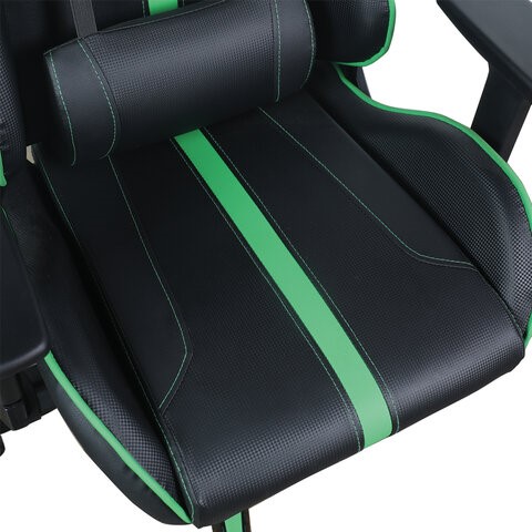 Кресло компьютерное Brabix GT Carbon GM-120 (две подушки, экокожа, черное/зеленое) в Южно-Сахалинске - изображение 7