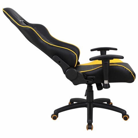 Кресло компьютерное Brabix GT Master GM-110 (две подушки, экокожа, черное/желтое) 531927 в Южно-Сахалинске - изображение 4