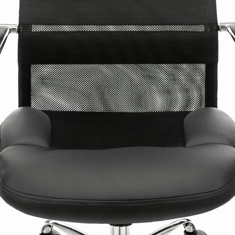 Кресло компьютерное Brabix Premium Stalker EX-608 CH (хром, ткань-сетка/кожзам, черное) 532091 в Южно-Сахалинске - изображение 6