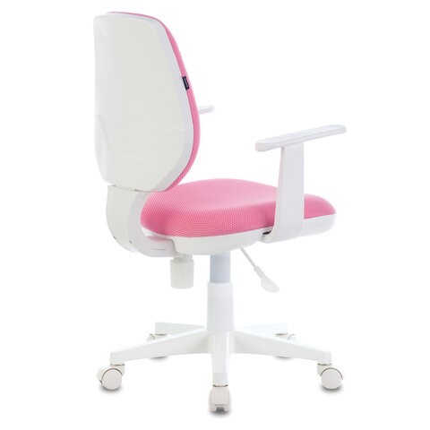 Кресло компьютерное Brabix Fancy MG-201W (с подлокотниками, пластик белый, розовое) 532409 в Южно-Сахалинске - изображение 2