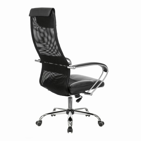 Кресло компьютерное Brabix Premium Stalker EX-608 CH (хром, ткань-сетка/кожзам, черное) 532091 в Южно-Сахалинске - изображение 9