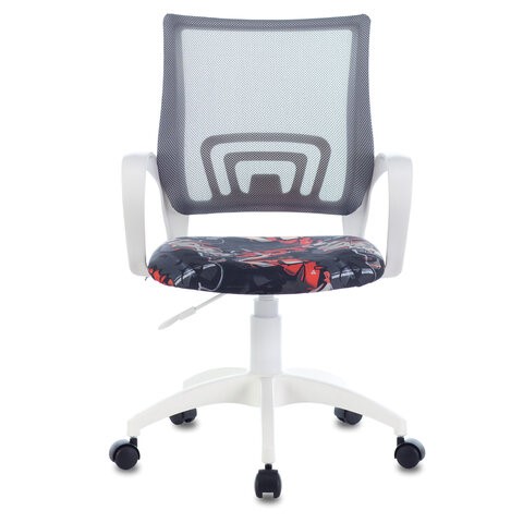 Офисное кресло Brabix Fly MG-396W (с подлокотниками, пластик белый, сетка, серое с рисунком "Graffity") 532404 в Южно-Сахалинске - изображение 3