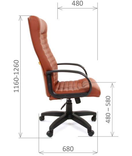 Кресло CHAIRMAN 480 LT, экокожа, цвет коричневый в Южно-Сахалинске - изображение 2