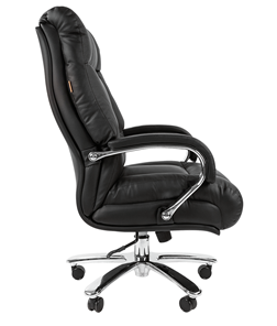 Кресло компьютерное CHAIRMAN 405 черное нат.кожа/экокожа в Южно-Сахалинске - предосмотр 2