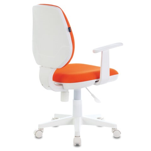 Офисное кресло Brabix Fancy MG-201W (с подлокотниками, пластик белый, оранжевое) 532410 в Южно-Сахалинске - изображение 2