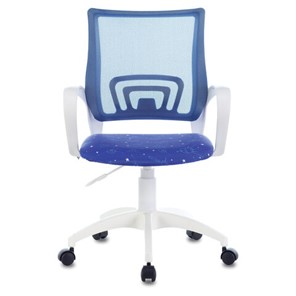 Кресло компьютерное Brabix Fly MG-396W (с подлокотниками, пластик белый, сетка, темно-синее с рисунком "Space") 532405 в Южно-Сахалинске - предосмотр 2