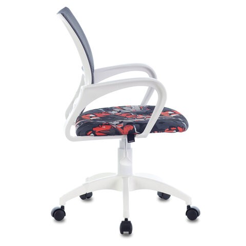 Офисное кресло Brabix Fly MG-396W (с подлокотниками, пластик белый, сетка, серое с рисунком "Graffity") 532404 в Южно-Сахалинске - изображение 1