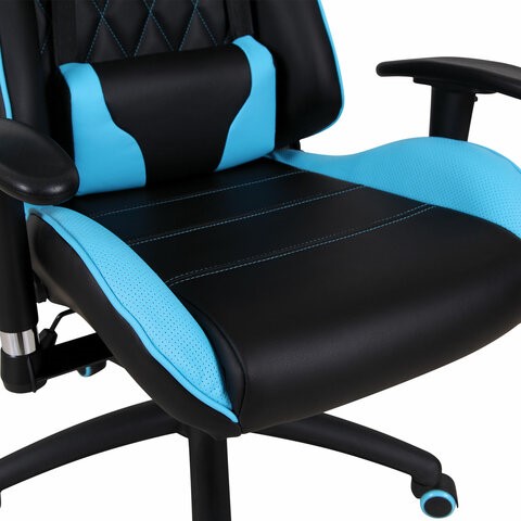 Кресло Brabix GT Master GM-110 (две подушки, экокожа, черное/голубое) в Южно-Сахалинске - изображение 8