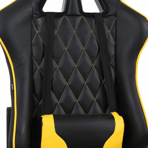 Кресло компьютерное Brabix GT Master GM-110 (две подушки, экокожа, черное/желтое) 531927 в Южно-Сахалинске - изображение 6