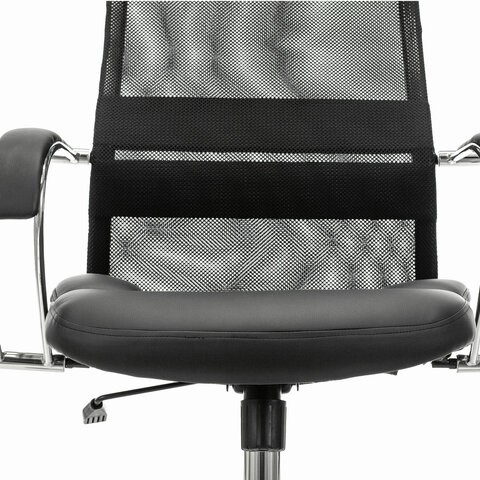 Кресло компьютерное Brabix Premium Stalker EX-608 CH (хром, ткань-сетка/кожзам, черное) 532091 в Южно-Сахалинске - изображение 7