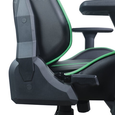 Кресло компьютерное Brabix GT Carbon GM-120 (две подушки, экокожа, черное/зеленое) в Южно-Сахалинске - изображение 11