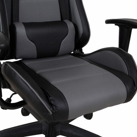 Офисное кресло Brabix GT Racer GM-100 (две подушки, экокожа, черное/серое) 531926 в Южно-Сахалинске - изображение 8