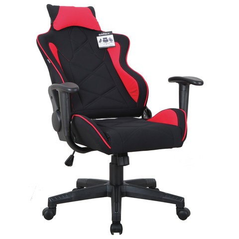 Компьютерное кресло Brabix GT Racer GM-100 (подушка, ткань, черное/красное) 531820 в Южно-Сахалинске - изображение 1